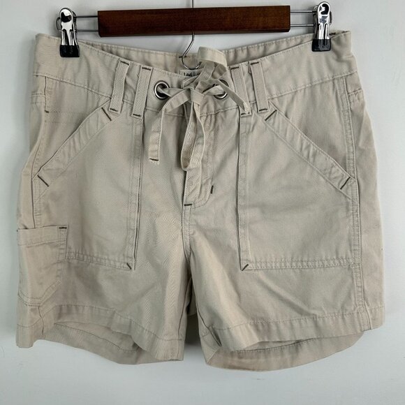 Lee Beige Twill Utility Drawstring Waist Shorts Casual Everyday - Picture 1 of 11